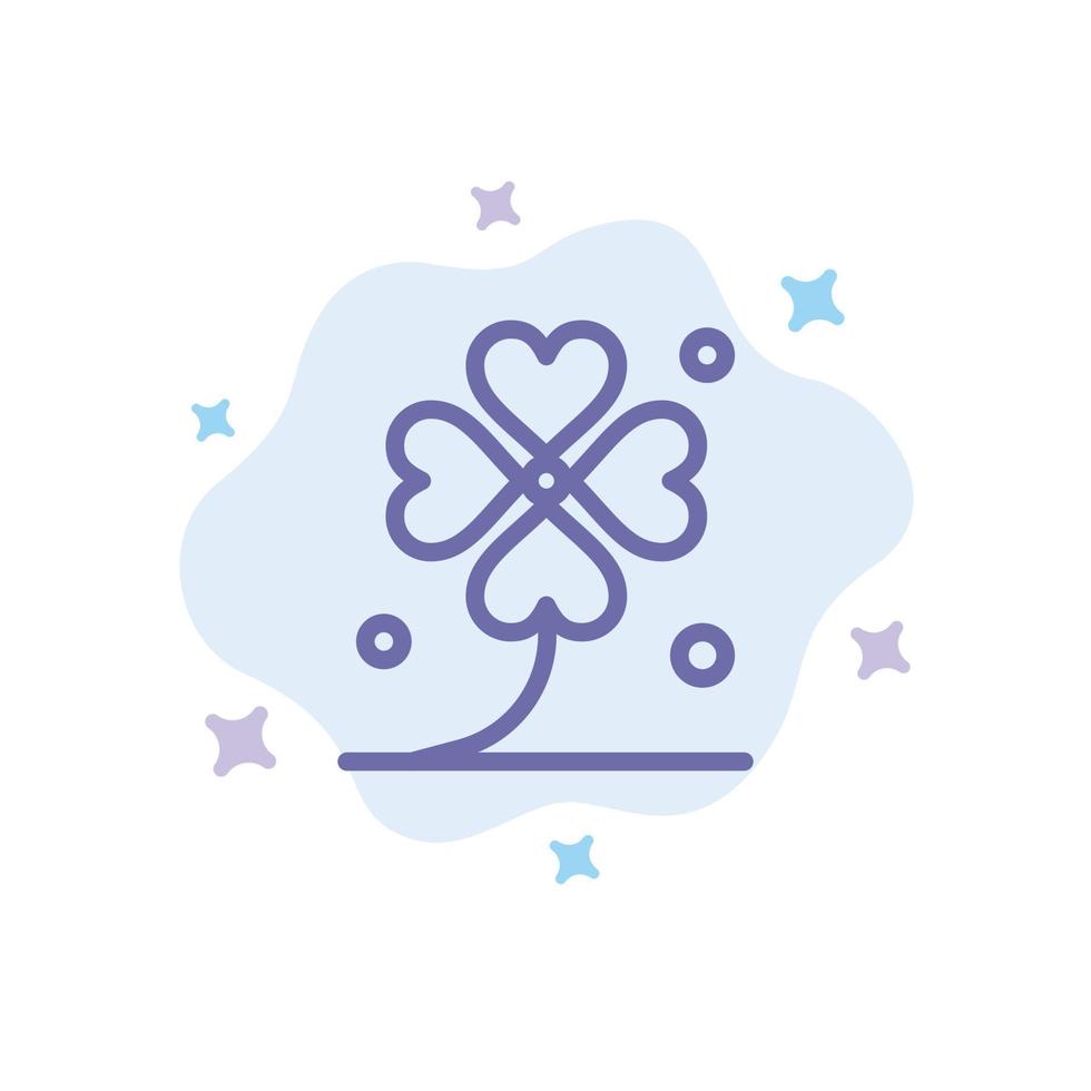 Clover Four Ireland Irish Lucky Blue Icon on Abstract Cloud Background vector