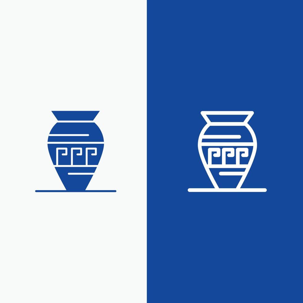 Amphora Ancient Jar Emojis Jar Greece Line and Glyph Solid icon Blue banner Line and Glyph Solid icon Blue banner vector