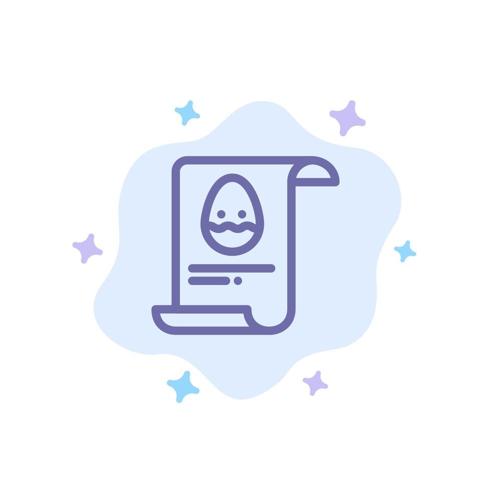 File Data Easter Egg Blue Icon on Abstract Cloud Background vector