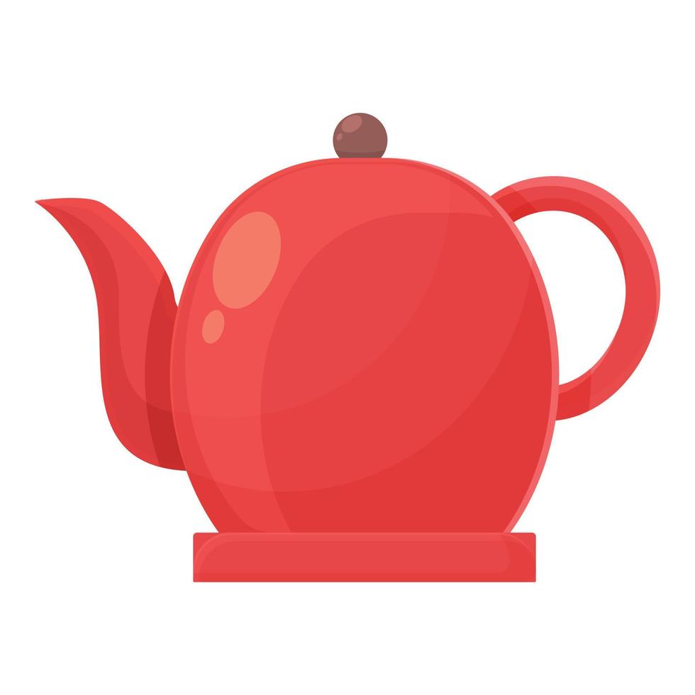 Red tea pot icon cartoon vector. Electric kettle vector