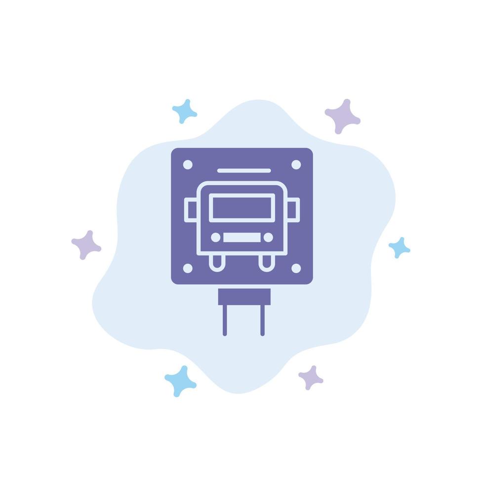 Bus Stop Sign Public Blue Icon on Abstract Cloud Background vector