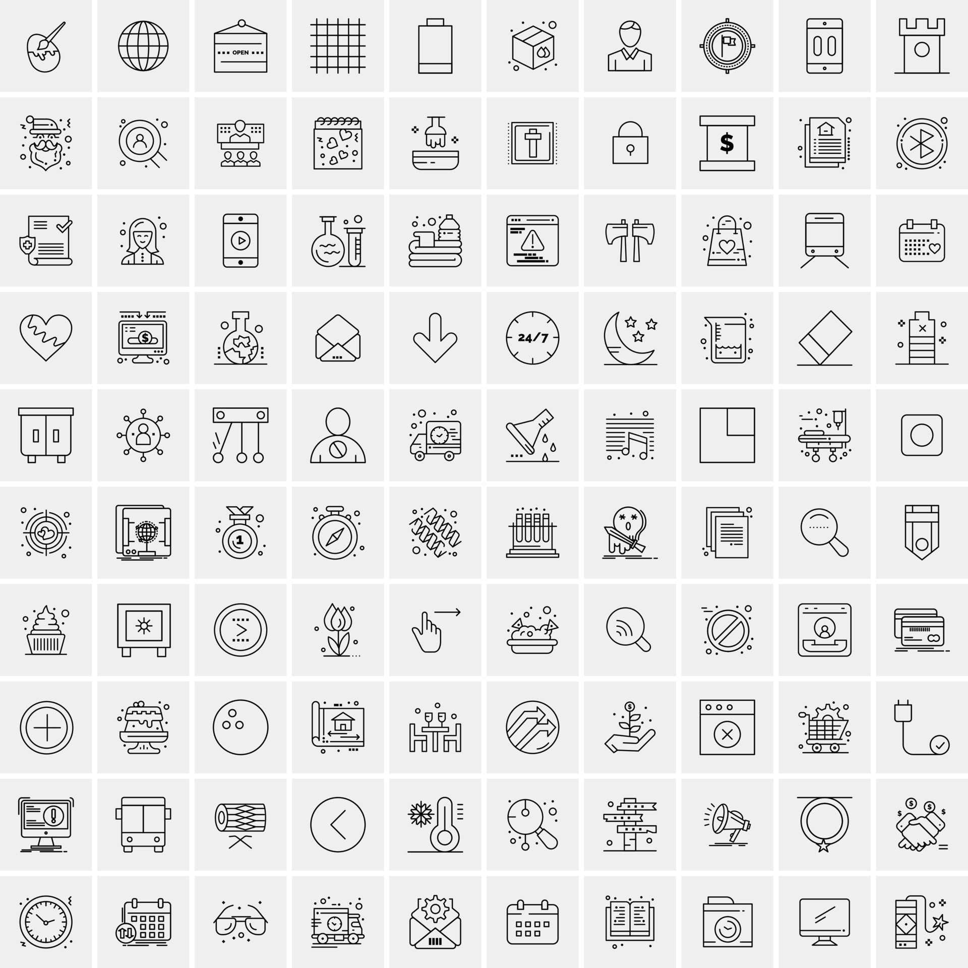 Set of 100 Creative Business Line Icons 14803965 Vector Art at Vecteezy