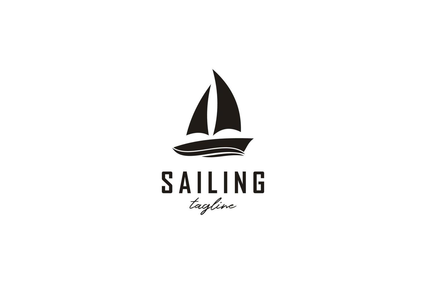 Simple Sailing Yacht Silhouette Logo design inspiration vector