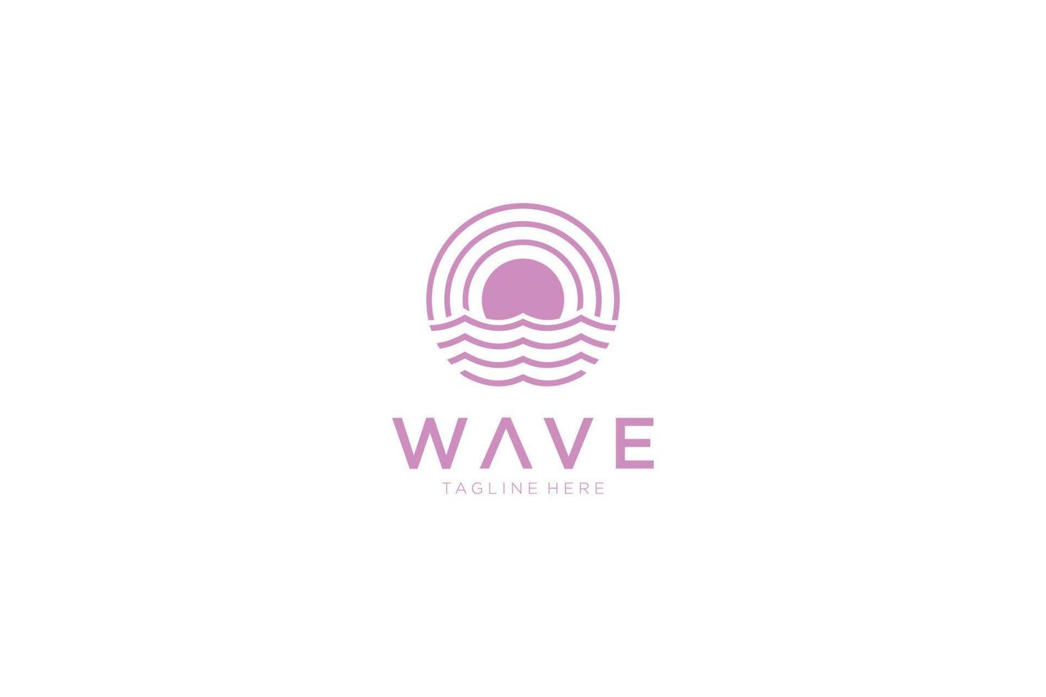 Abstract Vintage Circular Sun and Sea Wave Logo. Flat Vector Logo Design Template Element.