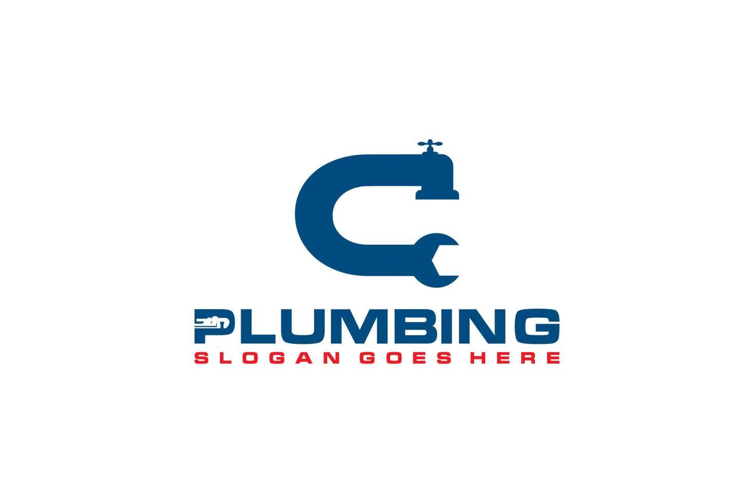 C Initial for Plumbing Service Logo Template, Water Service Logo icon vector. vector