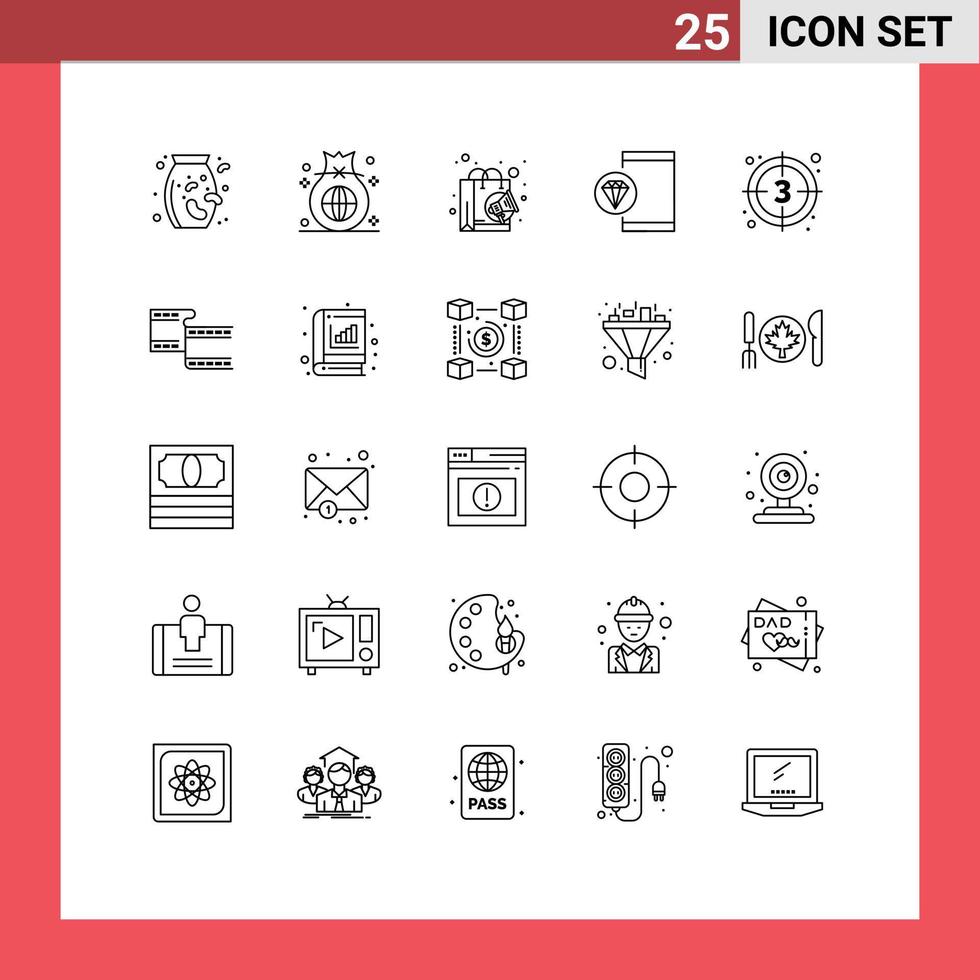 Pack of 25 creative Lines of countdown development bag develop app Editable Vector Design Elements