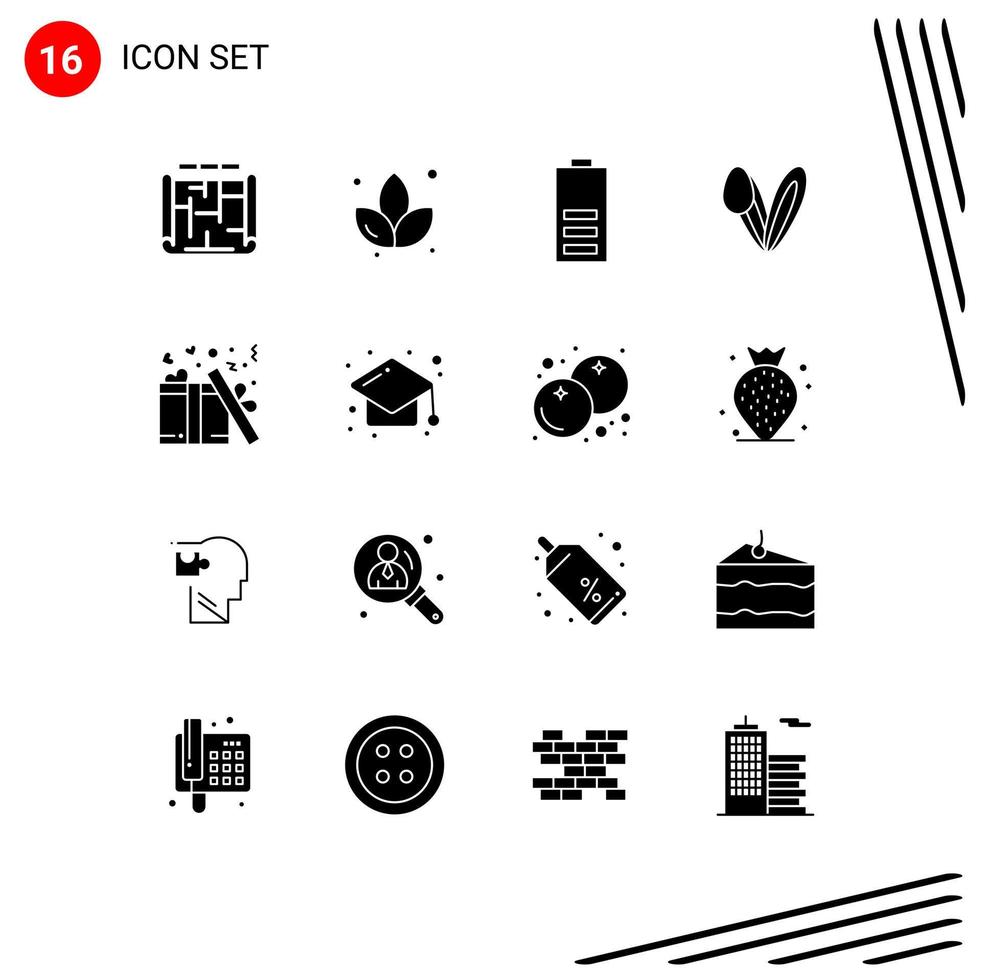 Universal Icon Symbols Group of 16 Modern Solid Glyphs of love rabbit electric face animal Editable Vector Design Elements