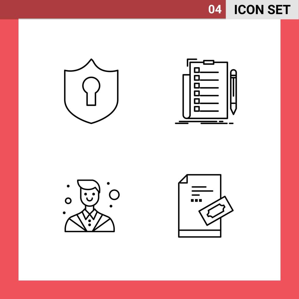 Set of 4 Modern UI Icons Symbols Signs for access counselor expertise list lawyer Editable Vector Design Elements