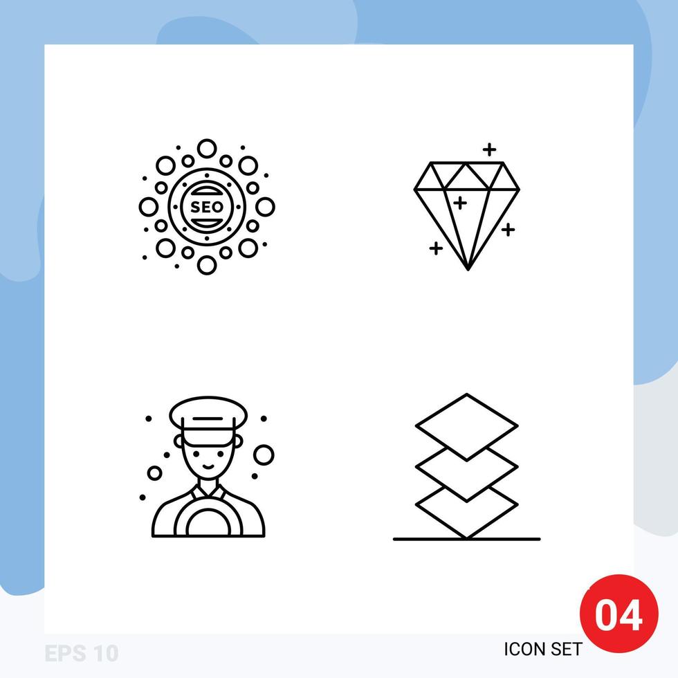 Modern Set of 4 Filledline Flat Colors and symbols such as marketing driver seo package sucess arrange Editable Vector Design Elements