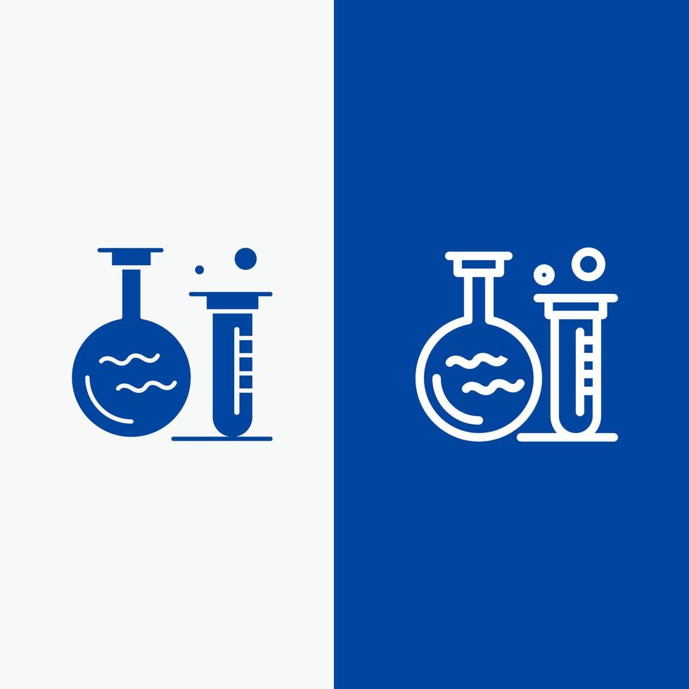 Tube Flask Lab Education Line and Glyph Solid icon Blue banner Line and Glyph Solid icon Blue banner vector