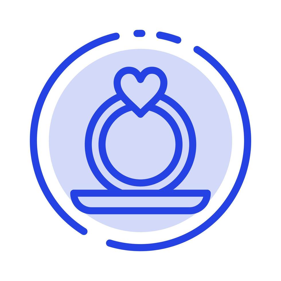 Ring Heart Proposal Blue Dotted Line Line Icon vector