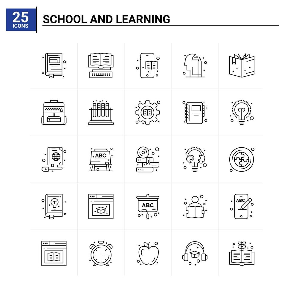 25 School And Learning icon set vector background