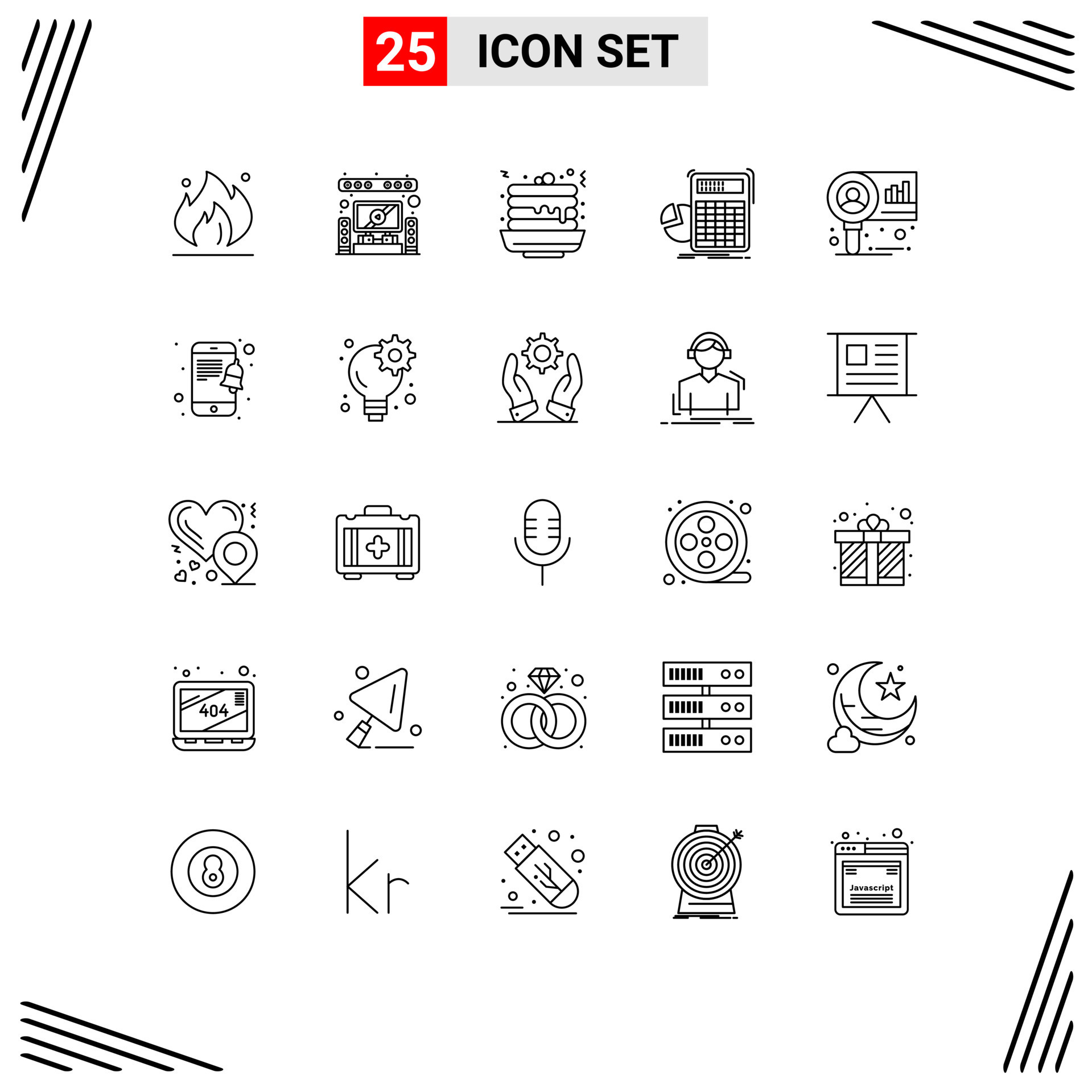 Pack of 25 creative Lines of chart progress pancake math calculator 