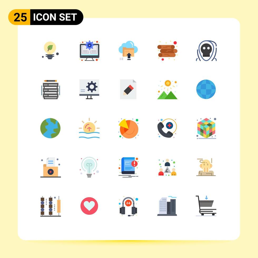 25 Flat Color concept for Websites Mobile and Apps death wood upload log computing Editable Vector Design Elements