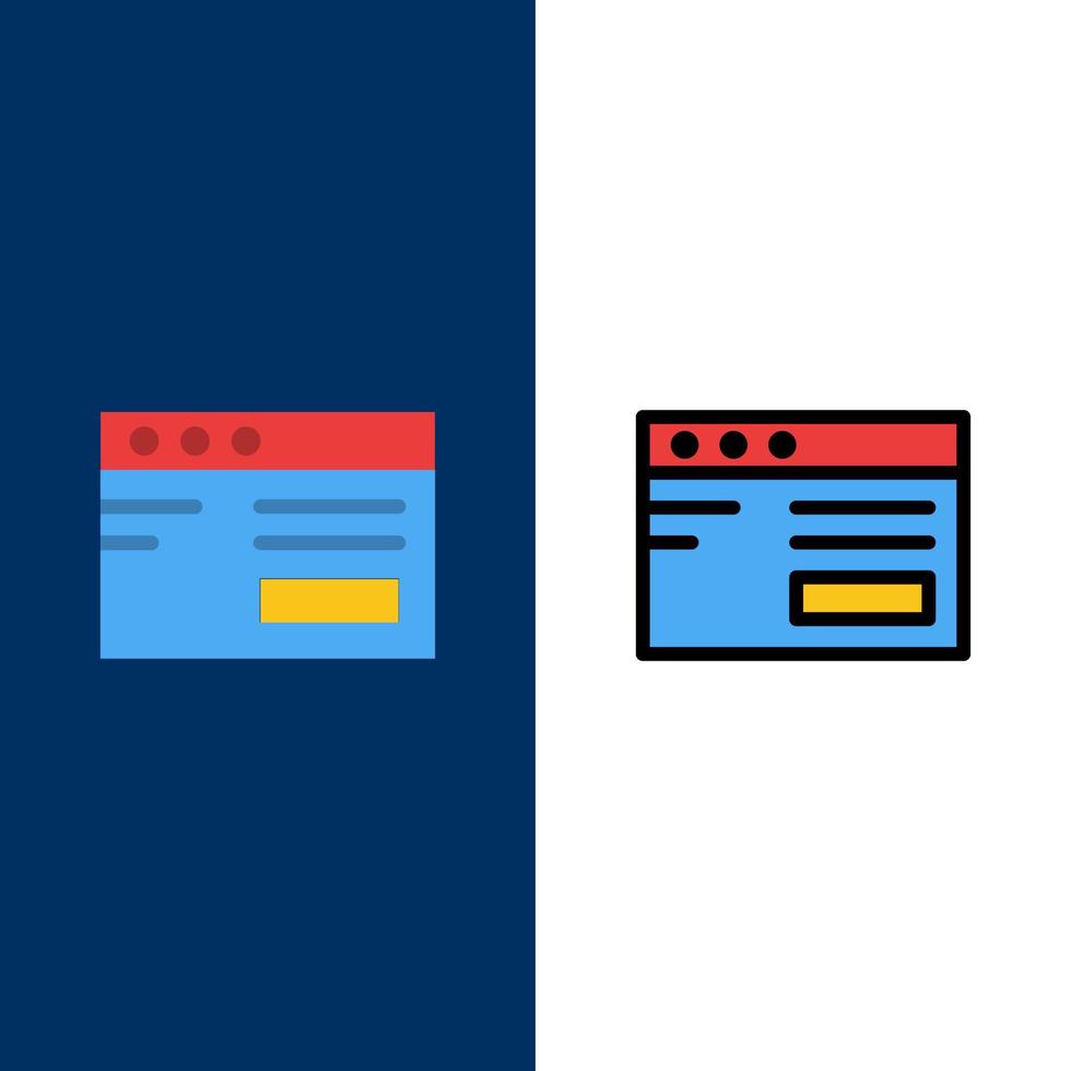 Web  Internet Study School  Icons Flat and Line Filled Icon Set Vector Blue Background
