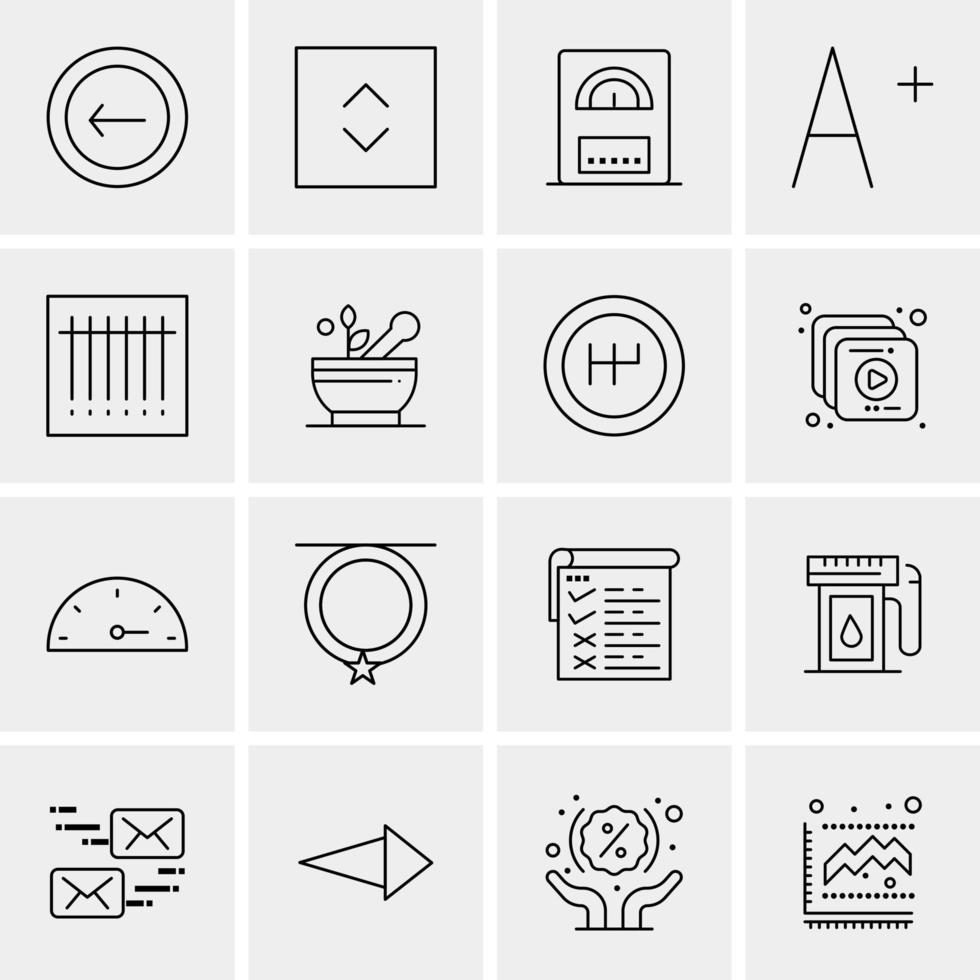 16 iconos de negocios universales vector ilustración de icono creativo para usar en proyectos relacionados con la web y dispositivos móviles