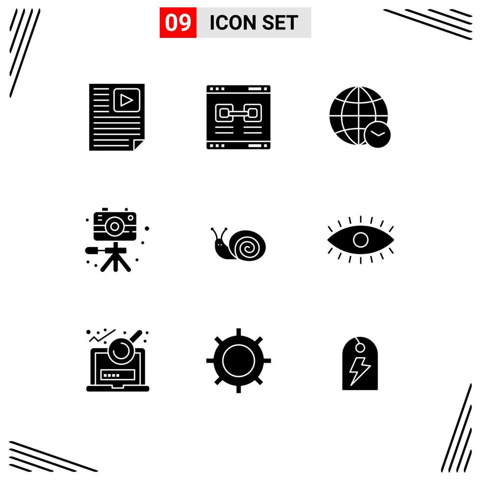 Pictogram Set of 9 Simple Solid Glyphs of hobby image valentine video web Editable Vector Design Elements