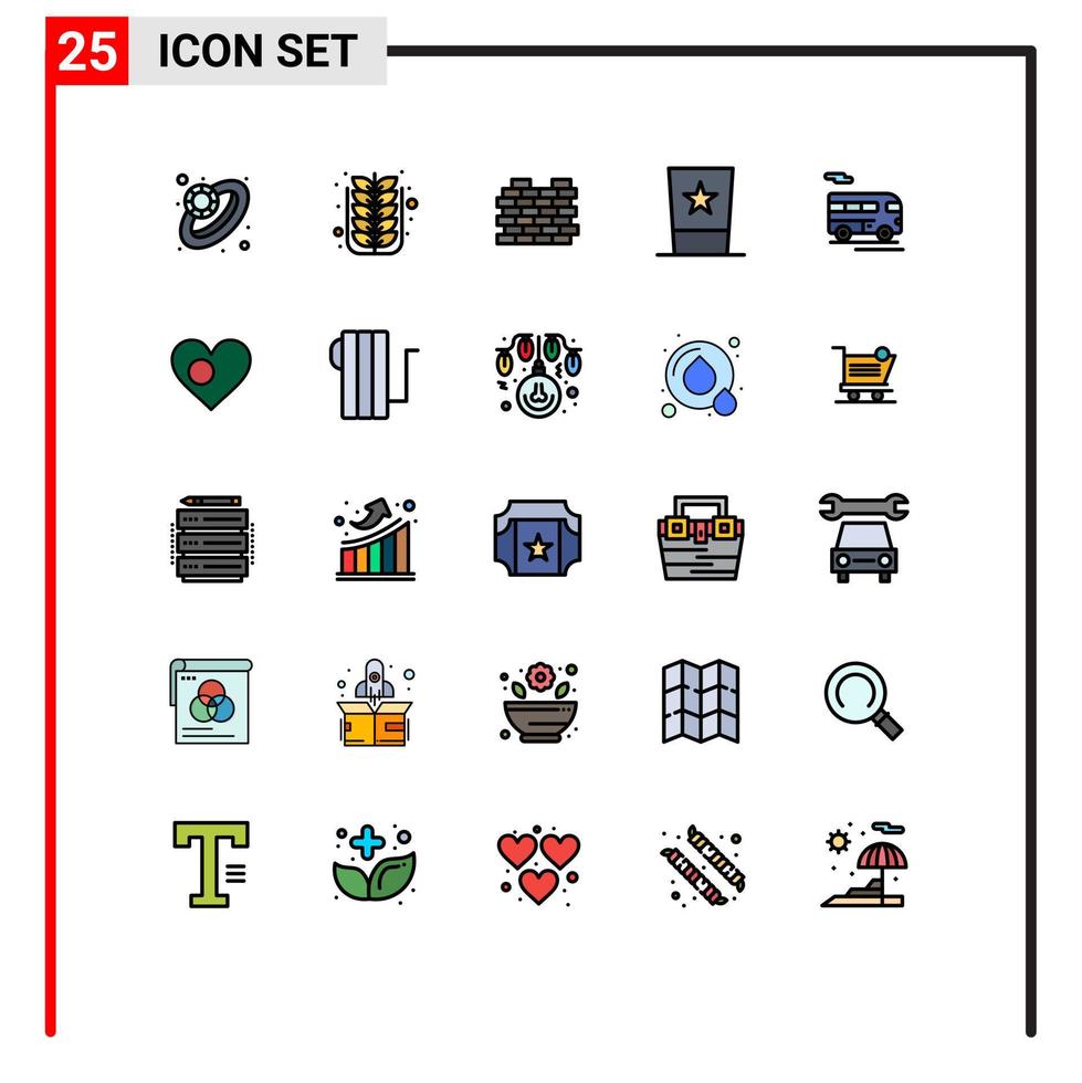 25 iconos creativos signos y símbolos modernos de elementos de diseño vectorial editables de ropa de sombrero de construcción superior de autobús vector