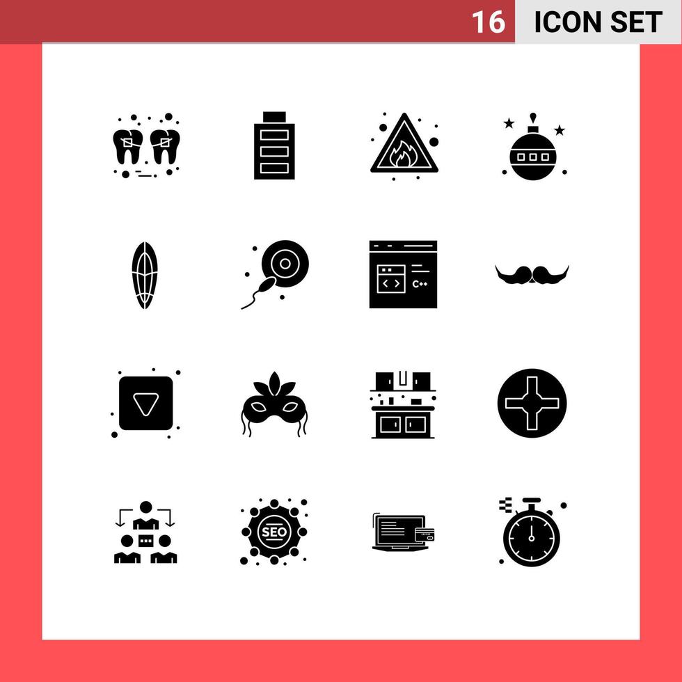 Universal Icon Symbols Group of 16 Modern Solid Glyphs of recreation halloween alert globe christmas Editable Vector Design Elements