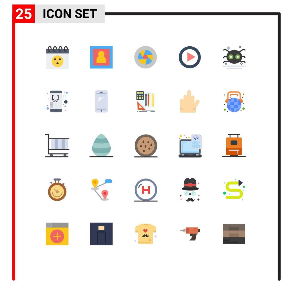 Stock Vector Icon Pack of 25 Line Signs and Symbols for scary halloween film media video Editable Vector Design Elements