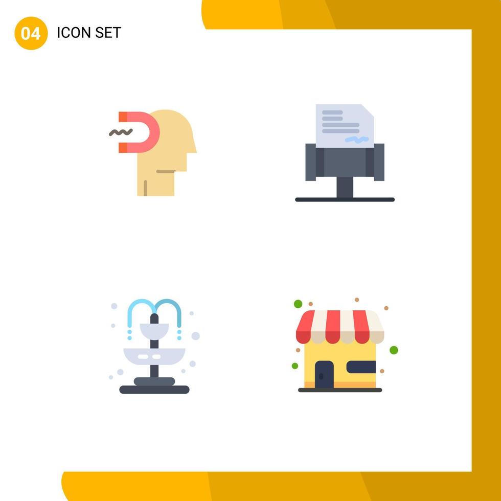 Group of 4 Flat Icons Signs and Symbols for power of influence life influence law market Editable Vector Design Elements