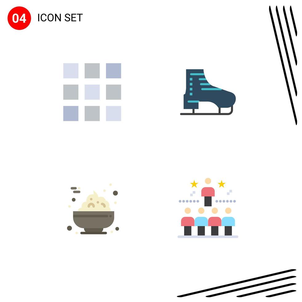 User Interface Pack of 4 Basic Flat Icons of grid porridge ice skating success Editable Vector Design Elements