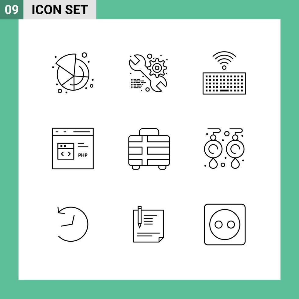 conjunto de 9 paquetes de esquemas comerciales para desarrollo de hardware php de vacaciones codificación elementos de diseño vectorial editables vector