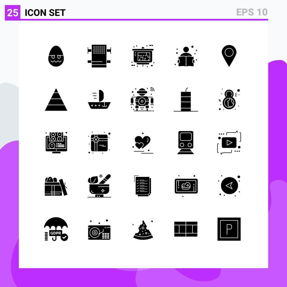 Stock Vector Icon Pack of 25 Line Signs and Symbols for pin location presentation study knowledge Editable Vector Design Elements