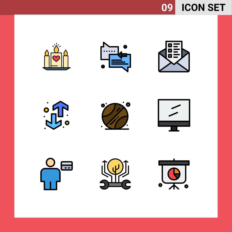 9 User Interface Filledline Flat Color Pack of modern Signs and Symbols of school up business trend down Editable Vector Design Elements