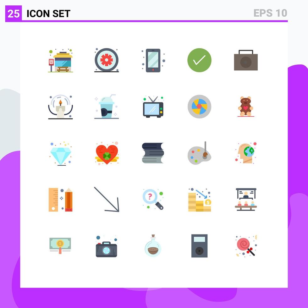 Stock Vector Icon Pack of 25 Line Signs and Symbols for suitcase tick phone okay arrows Editable Vector Design Elements