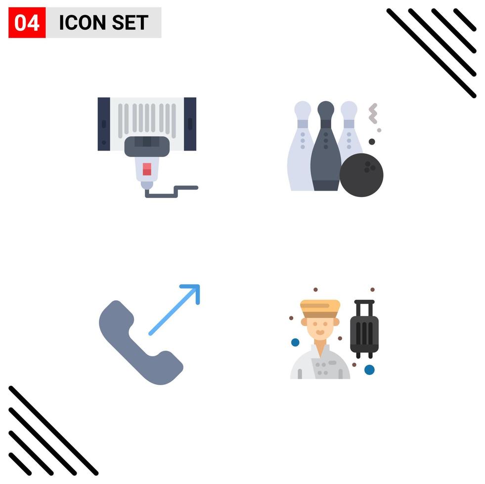 Group of 4 Flat Icons Signs and Symbols for barcode play scan game incoming Editable Vector Design Elements