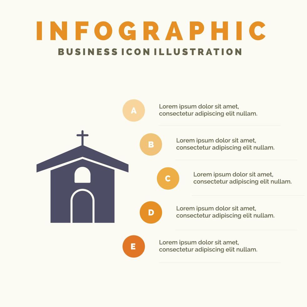 iglesia celebración cristiano cruz pascua sólido icono infografía 5 pasos presentación antecedentes vector