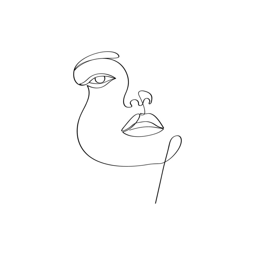 Female beauty face continues line drawing vector