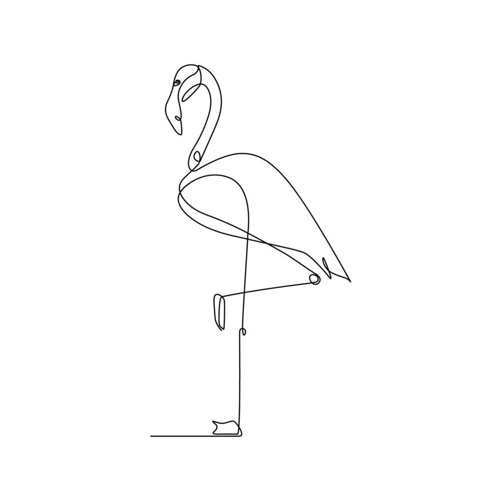 Minimalist flamingo continues line art drawing vector