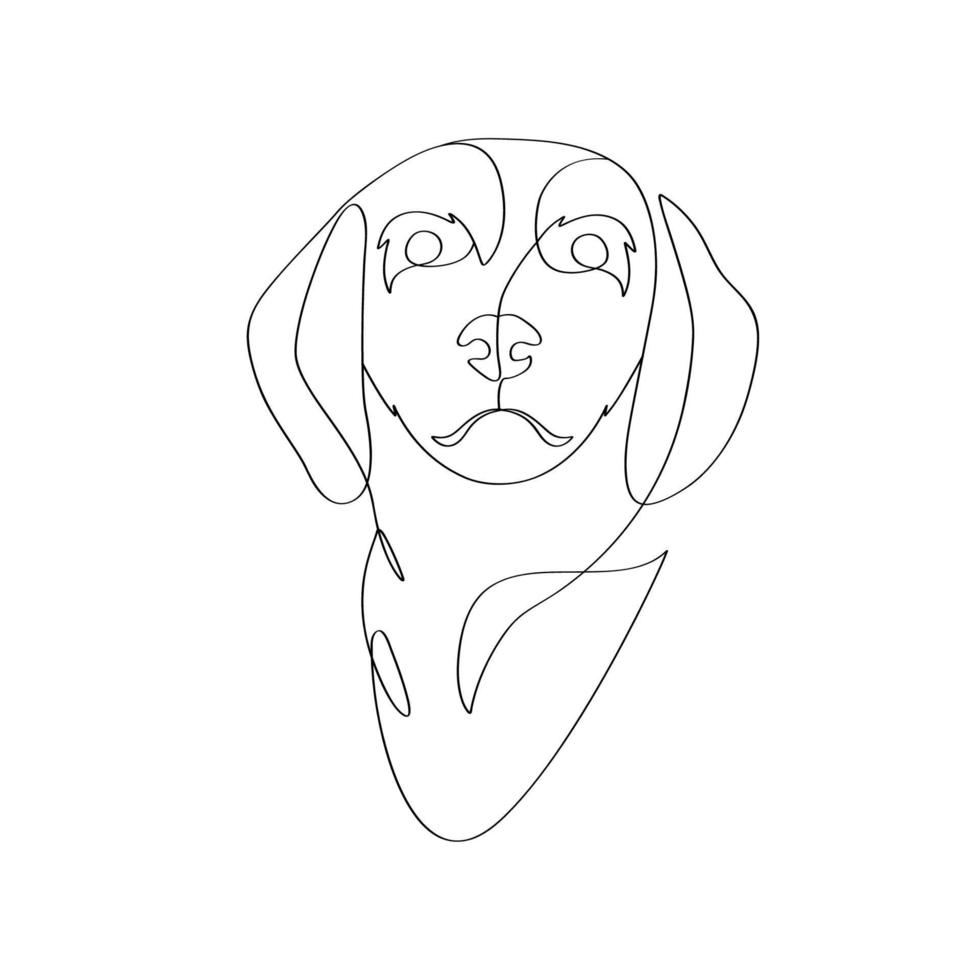 Minimalist dog face continues line art drawing vector
