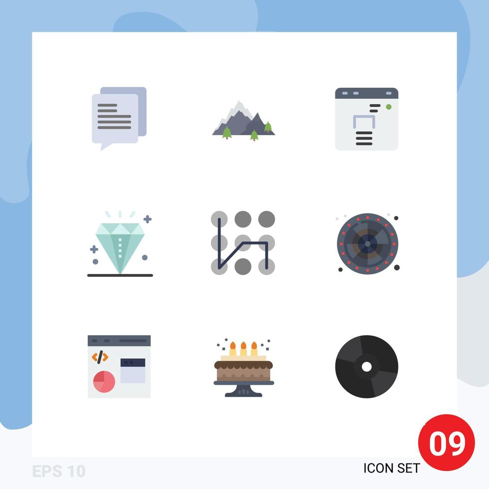 9 Flat Color concept for Websites Mobile and Apps secure pattern business holiday diamond Editable Vector Design Elements