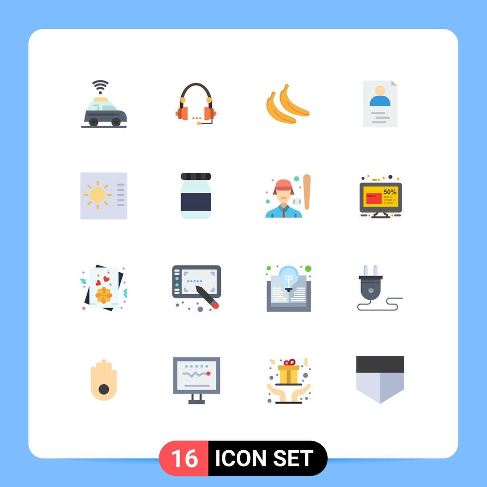 grupo de 16 colores planos modernos establecidos para el perfil de ayuda del currículum de calibre paquete editable de frutas de elementos de diseño de vectores creativos