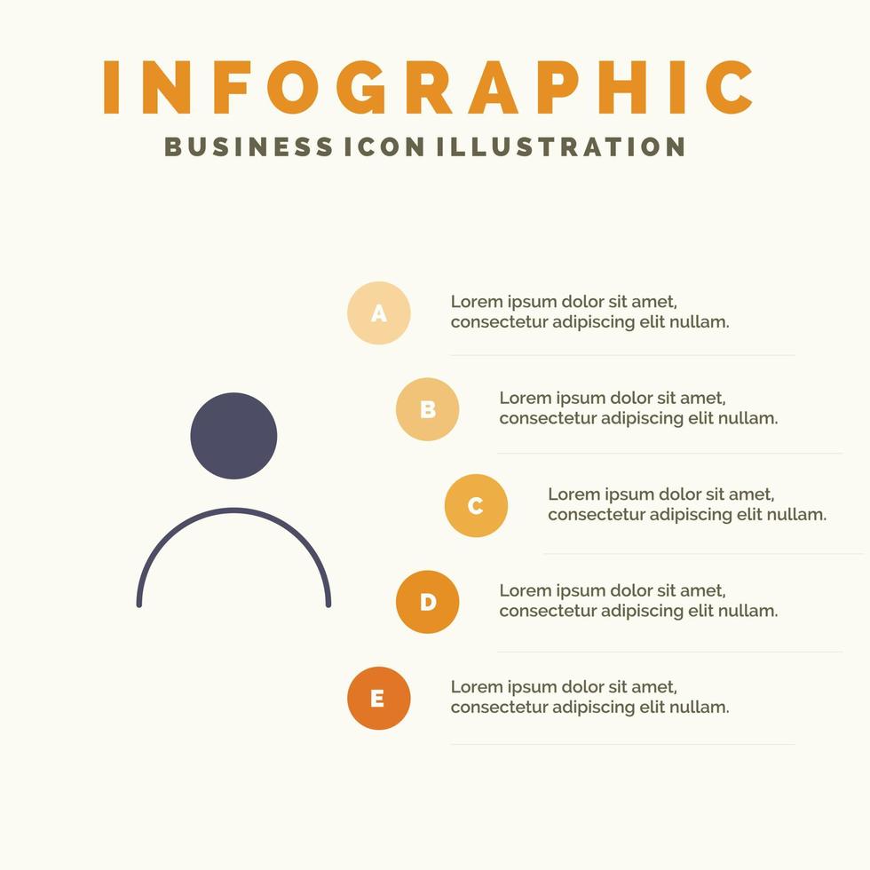 personal personalización perfil usuario sólido icono infografía 5 pasos presentación fondo vector