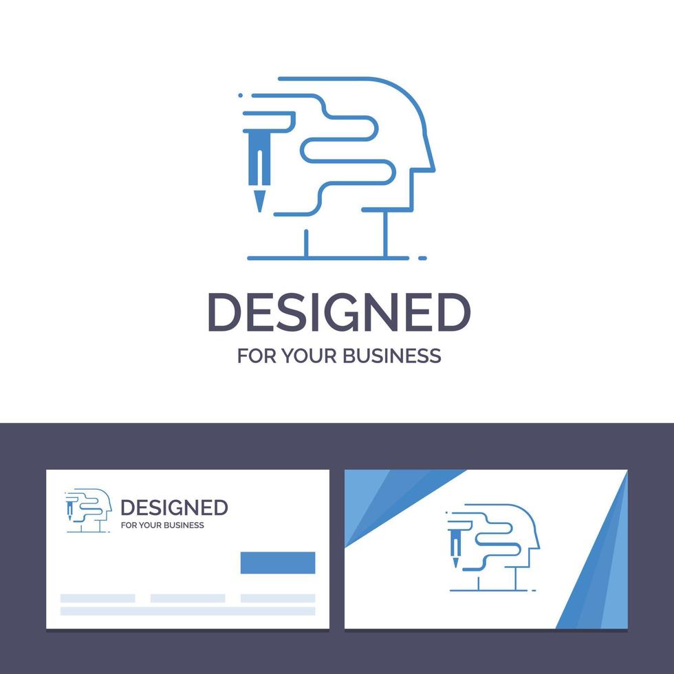 Creative Business Card and Logo template Human Printing Big Think Vector Illustration