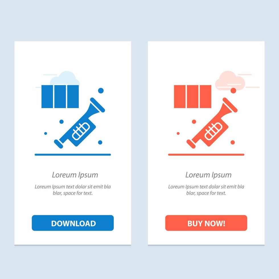 Brass Horn Instrument Music Trumpet  Blue and Red Download and Buy Now web Widget Card Template vector