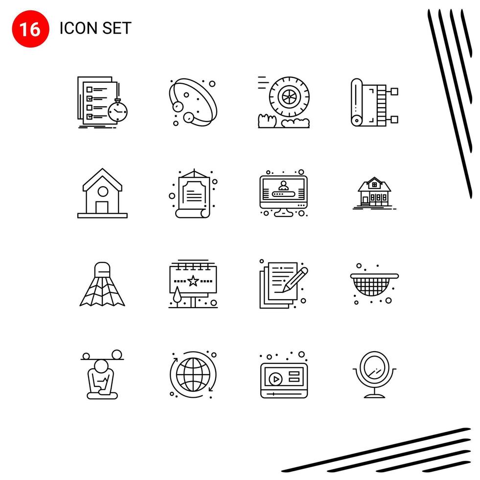 16 User Interface Outline Pack of modern Signs and Symbols of ramadan muslim jewelry mat wheel Editable Vector Design Elements