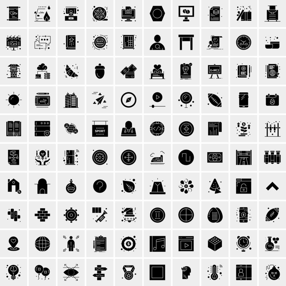 Set of 100 Universal Solid Icons vector