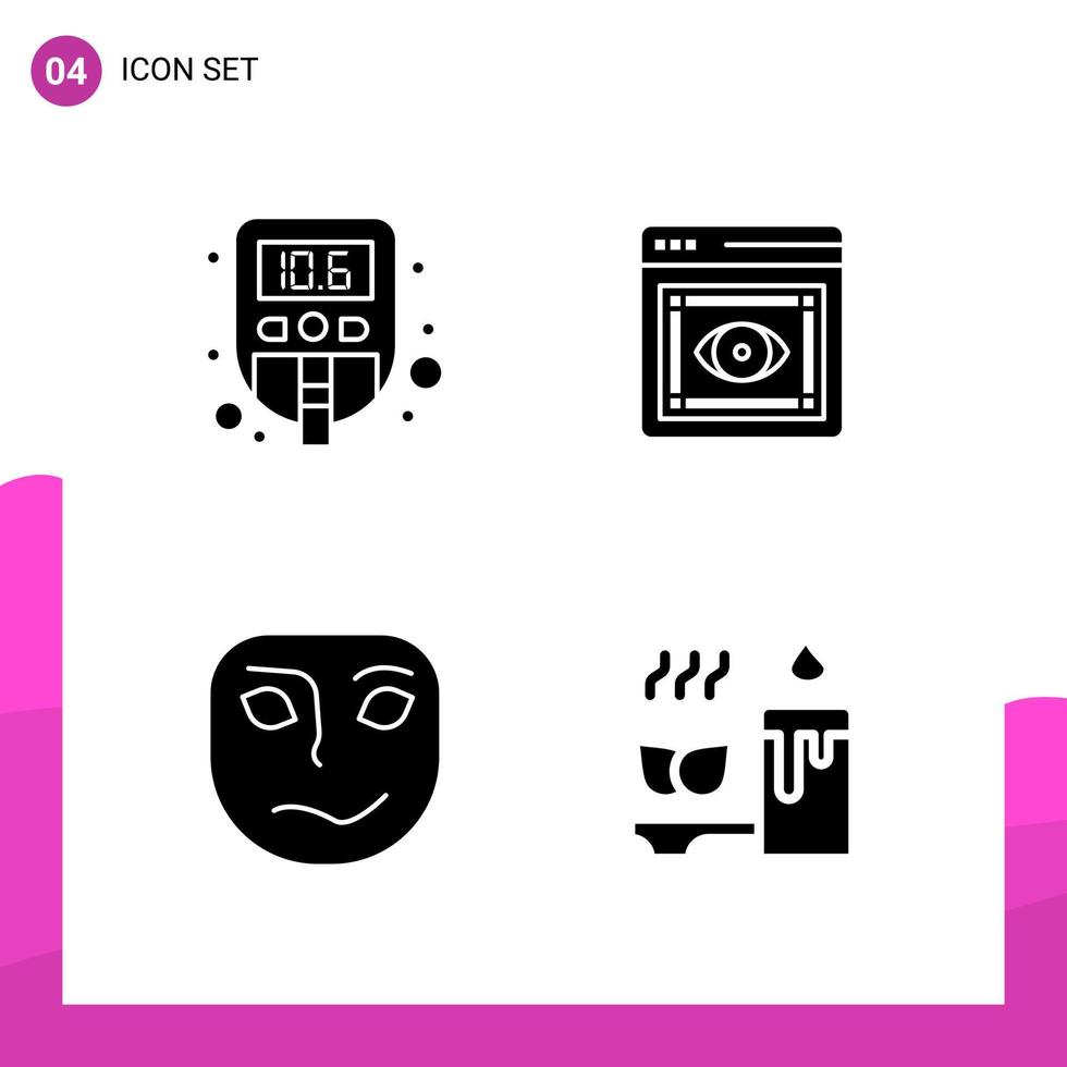 Glyph Icon set Pack of 4 Solid Icons isolated on White Background for responsive Website Design Print and Mobile Applications Creative Black Icon vector background