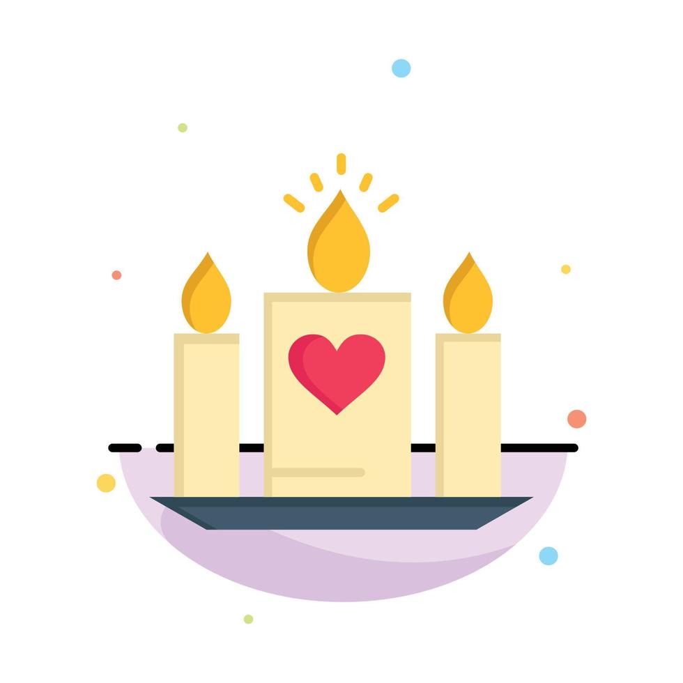 Candle Love Heart Wedding Abstract Flat Color Icon Template vector