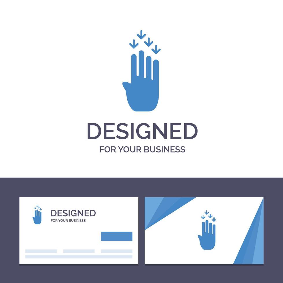 tarjeta de visita creativa y plantilla de logotipo dedo cuatro gesto hacia abajo ilustración vectorial vector