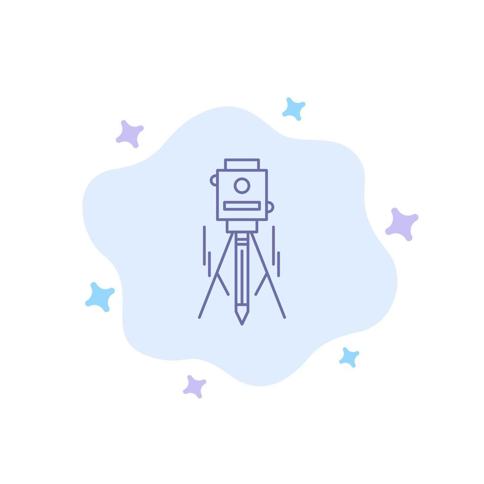 Laser Building Construction Level Tool Blue Icon on Abstract Cloud Background vector