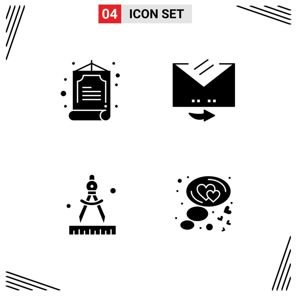 Pack of creative Solid Glyphs of china paint answer reply heart Editable Vector Design Elements