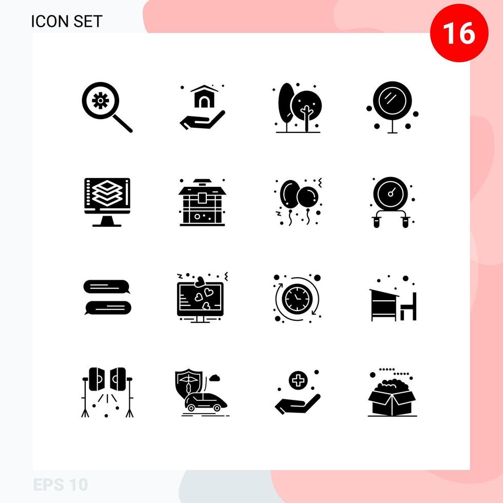 Set of 16 Commercial Solid Glyphs pack for share programming farm wedding heart Editable Vector Design Elements