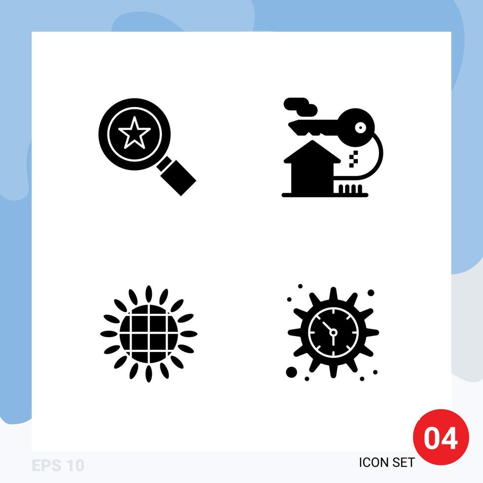 Group of 4 Modern Solid Glyphs Set for achievements thanksgiving home key gear Editable Vector Design Elements