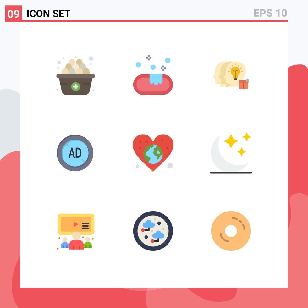 Modern Set of 9 Flat Colors and symbols such as love globe transfer earth ad blocker Editable Vector Design Elements